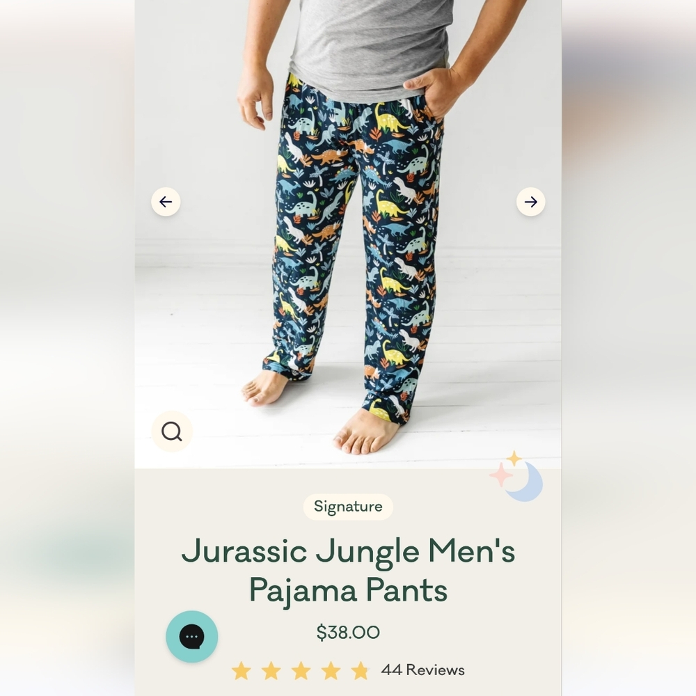 NWT Little Sleepies Jurassic Jungle print men's pajama/lounge pants, sz L - Picture 3 of 4